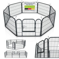 Produktbild von Juskys Welpenlaufstall aus Metall als Freigehege für Welpen, Hunde und Kleintiere in Schwarz (160x160x60 cm)
