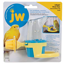 JW Clean Cup Futternapf oder Wassernapf für kleine Papageien Wellensittiche und Nymphensittiche aus Kunststoff Transparent – Bild 1 von 2