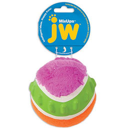 JW Pet Mixups Ribbed Ball Hundespielzeug aus Plüsch Größe L 10 cm Bunt – Bild 1 von 2