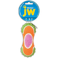Produktbild von JW Pet Mixups Ribbed Barbell Hundespielzeug aus Gummi mit Quietschfunktion Größe M - 14 cm