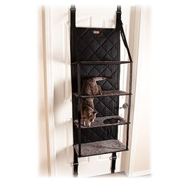 K&H Pet Products Hangin' Kratzbaum mit Katzenhängematte und 4 Etagen in Grau 30,5 x 55,9 x 165,9 cm – Bild 1 von 1
