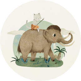 Produktbild von K&L Wall Art Vliestapete Runde Loske Elefant Katze Kinder - 3 x 1,4 m