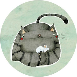 Produktbild von K&L Wall Art Vliestapete »Runde Vliestapete« Loske Katze liebt Maus Kinder - 3 x 1,4 m