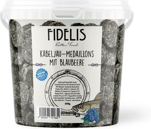 Produktbild von Kabeljau Medaillons mit Blaubeeren (500g-Eimer)