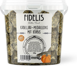 Produktbild von Kabeljau Medaillons mit Kürbis (500g-Eimer)