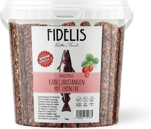 Produktbild von Kabeljaustangen mit Erdbeeren (1kg-Eimer)