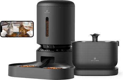 Produktbild von Kamera-Futterautomat und Kabelloser Katzenbrunnen Bundle, Schwarz / Duale Schale