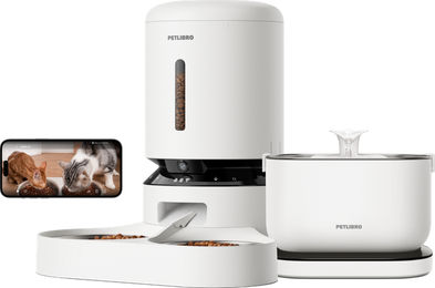 Produktbild von Kamera-Futterautomat und Kabelloser Katzenbrunnen Bundle, Wei? / Duale Schale