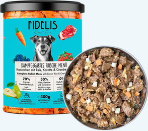 Produktbild von Kaninchen mit Reis, Karotte und Cranberries (400g, im Glas)