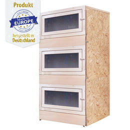Produktbild von Kaninchenstall 3 Abteilungen - Holzvorderfront - 60 x 60 - ohne Bodenrost