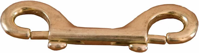 Karabinerhaken für Pferde Doppelauge Messing 10 cm - 10 cm – Bild 1 von 2