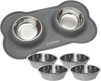 Produktbild von KaraLuna Napfunterlage aus Silikon mit Edelstahl Näpfen - 200 ml