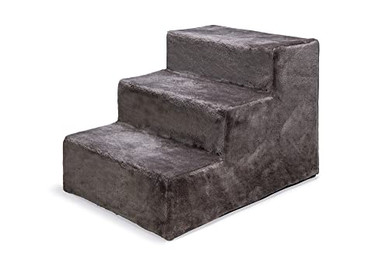 Produktbild von Karlie Easy Step Hundetreppe Plüsch/Holz Dunkelgrau