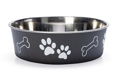 Produktbild von Karlie Edelstahlnapf mit Pfotenmotiv, schwarz - 2,2 l