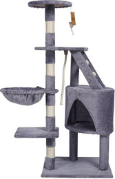 Produktbild von KATIDO Hoher Katzenkratzbaum mit Zwinger und Hängematte 118 cm grau-blau