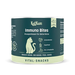 Produktbild von KatKare Vital Snacks Immuno Bites - Knusperkissen für das Immunsystem Deiner Katze mit Superfoods, wertvollen Aminosäuren, Antioxidantien und Omega-3 150 g