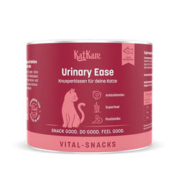 Produktbild von KatKare Vital Snacks Urinary Ease - Knusperkissen für das Harnwegssystem Deiner Katze mit blasenschützenden Wirkstoffen, Superfoods, Postbiotika und Omega-3 150 g
