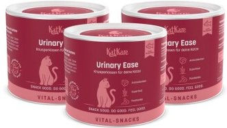 Produktbild von KatKare Vital Snacks Urinary Ease - Knusperkissen für das Harnwegssystem Deiner Katze mit blasenschützenden Wirkstoffen, Superfoods, Postbiotika und Omega-3 3x150 g