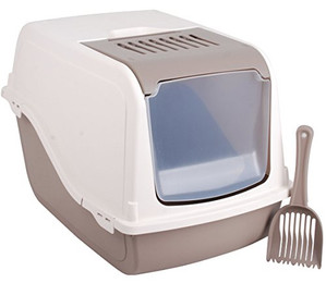 Produktbild von Kats Katzentoilette Katzenklo mit Haube, Schwingtür und Schaufel, Haubentoilette Haubenklo mit Klick-Verschluss