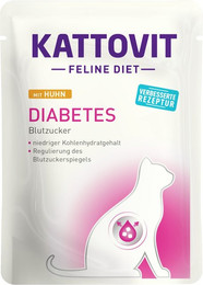 Produktbild von KATTOVIT Feline Diet Diabetes/Gewicht 85g Beutel Katzennassfutter Diätnahrung Sparpaket 48 x 85 Gramm Huhn Feline Diet