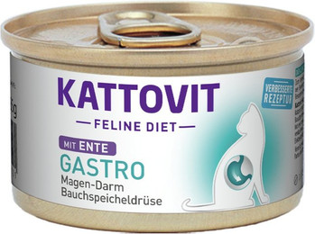 Produktbild von KATTOVIT Feline Diet Gastro 85g Dose Katzennassfutter Diätnahrung Sparpaket 24 x 85 Gramm Ente
