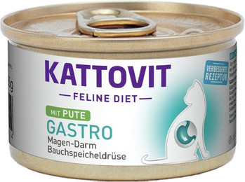 Produktbild von KATTOVIT Feline Diet Gastro 85g Dose Katzennassfutter Diätnahrung Sparpaket 24 x 85 Gramm Pute