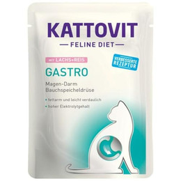 Produktbild von KATTOVIT Feline Diet Gastro Lachs + Reis - 24 x 85 g