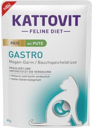 Produktbild von KATTOVIT Feline Diet Nassfutter Katze Gastro Adult Paté Pute - 10 x 85 g