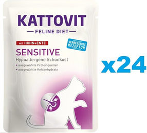 Produktbild von KATTOVIT Feline Diet Sensitive Huhn + Ente 24 x 85 g