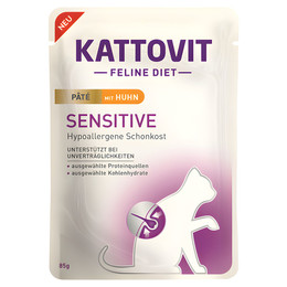 Produktbild von Kattovit Feline Diet Sensitive Paté mit Huhn - 10 x 85 g