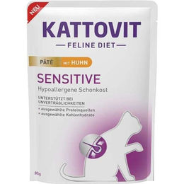 Produktbild von Kattovit Katzen Nassfutter Diät Sensitive Paté mit Huhn 10 x 85g Pouch-Beutel