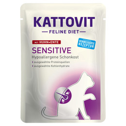 Produktbild von Kattovit Sensitive Frischebeutel Huhn & Ente - 24 x 85 g