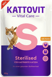 Produktbild von KATTOVIT Vital Care 85 Gramm Diätfutter Sparpaket 48 x 85 Gramm Sterilised