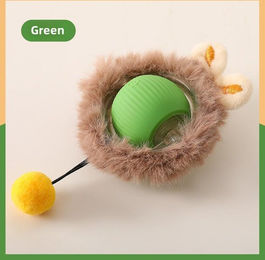 Produktbild von Katze Interaktiver Ball Spielzeug Automatisches Rollen Falscher Schwanz Ball Wiederaufladbar Smart Haustier Elektrisches Spielzeug Spielzeug für Katzen Zubehör Zubehör grün
