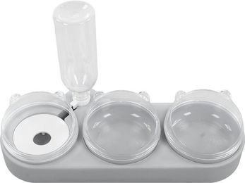 Produktbild von Katzen Doppelnäpfe Mehrzweck Lebensmittelqualität PP Automatische 3 in 1 Wasser Futter Näpfe für kleine Katzen graue