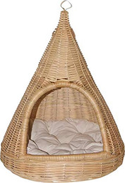 Produktbild von Katzen-Hängekorb Sammy aus Rattan mit Kissen
