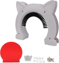 Produktbild von Katzen-Innentür aus Edelstahl mit Fellpflegebürste