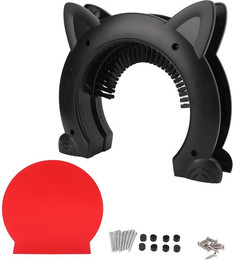Produktbild von Katzen-Innentür Edelstahl Nadel Große Haustier Katze Durchgang mit Pflegebürste für KatzenSchwarz schwarz