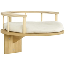 Produktbild von Katzen Kletterwand Wandliege mit Liegekissen aus Eiche