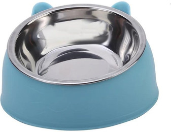 Produktbild von Katzen- und Hundenapf, 15 Grad geneigt, Katzennapf aus Edelstahl, Schutz des Halses, Futterspender für Welpen und Katzen, rutschfest, sturzsicher, Futternapf