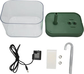 Produktbild von Katzenbrunnen Automatisch Leise USB-Betrieben Transparent Haustier Wasserspender mit Winkelrohr 1,5L