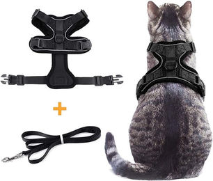 Produktbild von Katzengeschirr mit Leine zum Spazierengehen Ausbruchsicher Verstellbare Westengeschirre für Katzen Haustierbedarf schwarz