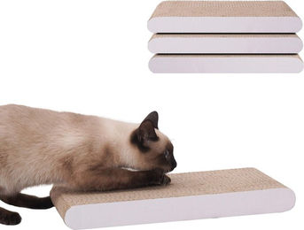 Produktbild von Katzenkarton Natur, Katzenspielzeug, beidseitig verwendbar, braun/weiß, PEOPLE&PETS Kratzbaum, Material, Spielzeug, robust, einfach, L, 3, weiß