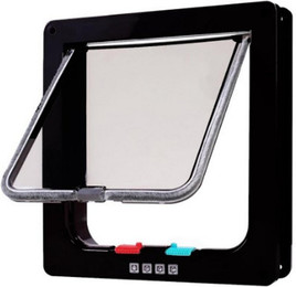 Produktbild von Katzenklappe Verschleißfest Automatische Fensterverschlussfunktion Katzen Innen-Außentür für Haustier Katze Hund M(for 4-6.5kg) schwarz