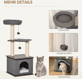 Produktbild von Katzenkratzbaum Katzenspielzeug Spielseil PB-Platte Sisal Dunkelgrau