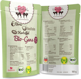 Produktbild von Katzenliebe 100 Gramm Katzennassfutter 15 x 100 Gramm Bio Gans mit Bio Kartoffel und Bio Birne