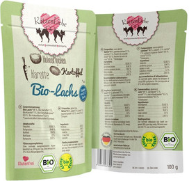 Produktbild von Katzenliebe 100 Gramm Katzennassfutter Sparpaket 30 x 100 Gramm Bio Lachs mit Kartoffel, Karotte und Kokos
