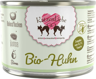 Produktbild von Katzenliebe 200 Gramm Katzennassfutter 12 x 200 Gramm Bio Huhn mit Bio Quino und Birne