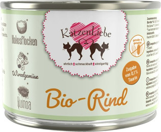 Produktbild von Katzenliebe 200 Gramm Katzennassfutter 12 x 200 Gramm Bio Rind mit Schwarzwurzel