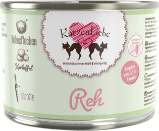 Produktbild von Katzenliebe 200 Gramm Katzennassfutter Sparpaket 24 x 200 Gramm Reh mit Bio Kartoffel, Karotte und Kokosflocken
